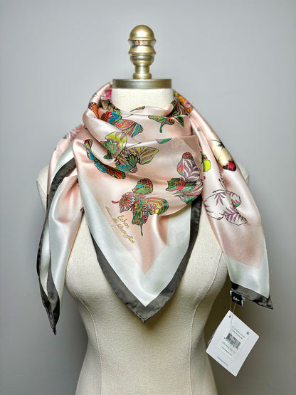 Echo Pink Butterfly Silk Scarf 35 x 35