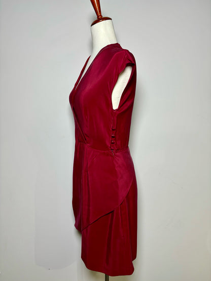 Women Size S Twelfth Street by Cynthia Vincent Burgundy Solid Silk Dress