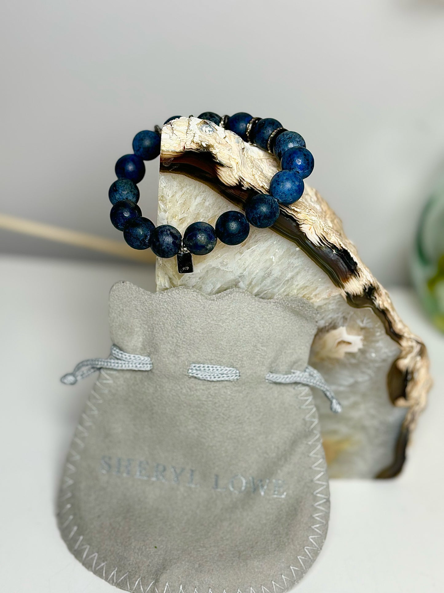 Blue Sheryl Lowe Bracelet Diamonds Matte Dumortierite Stones