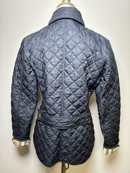 Navy Women Size M Burberry Brit Quilted Cotton Blend Jacket