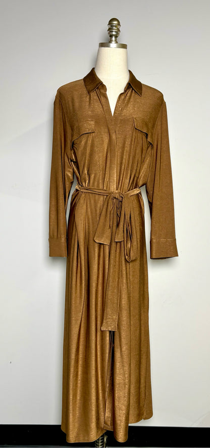 Women Size L L'Agence Brown Belted Shirt Dress