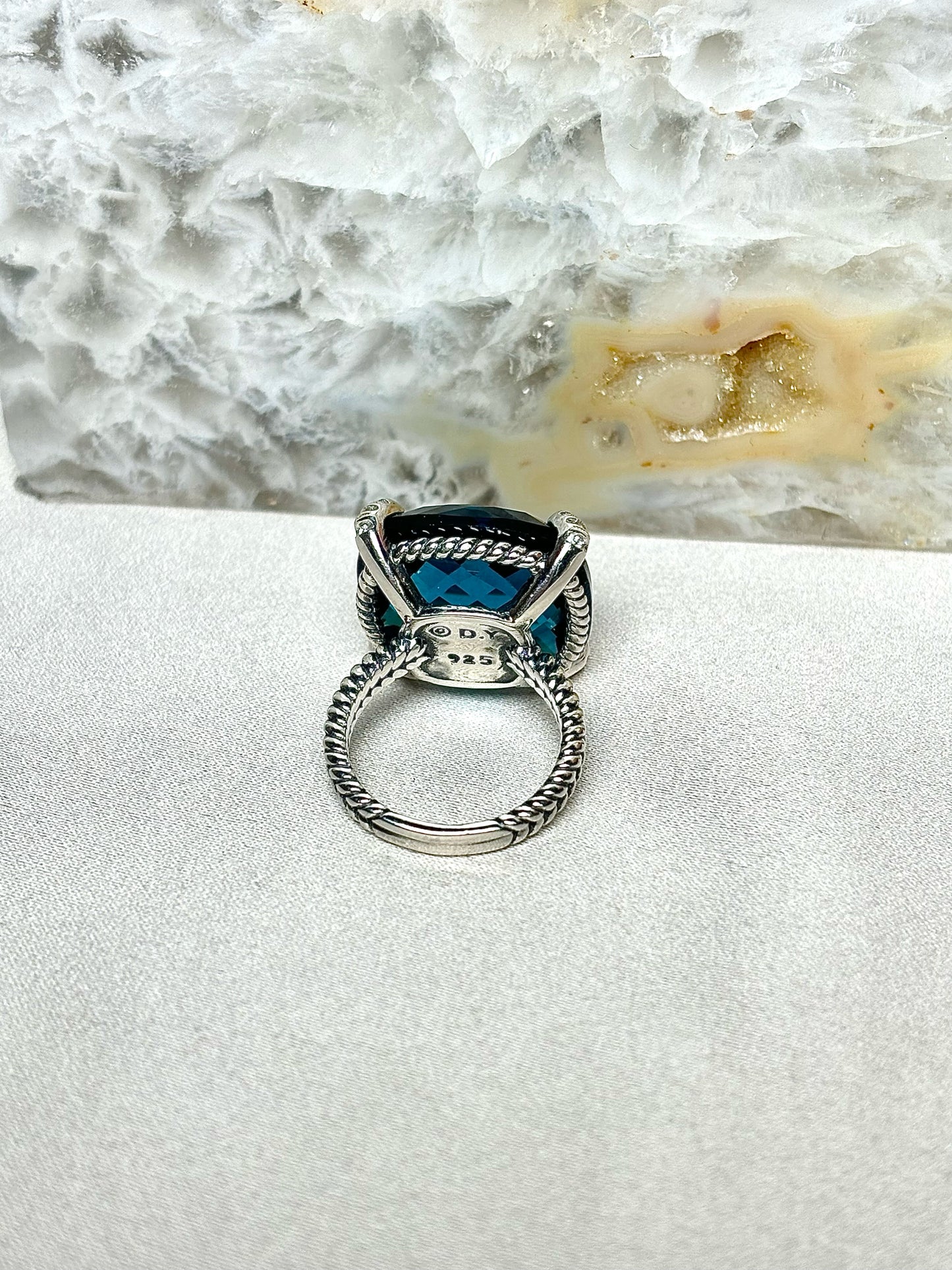 David Yurman Blue Topaz Chatelaine Hampton Size 7 Ring