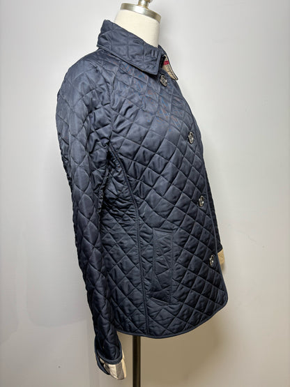 Navy Women Size M Burberry Brit Quilted Cotton Blend Jacket