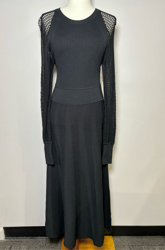 Women Size 8 Me + Em Black Solid Stretch Knit Dress