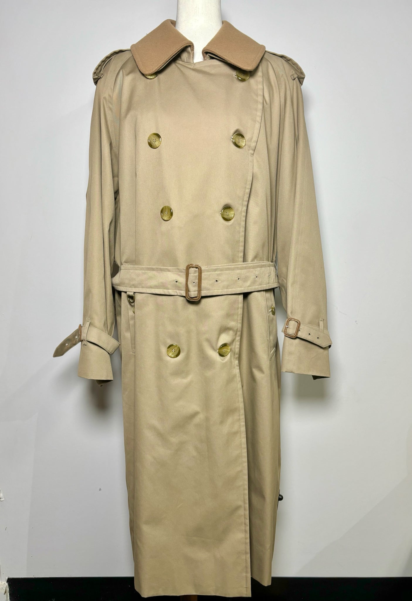 Men's Trench Coat Burberry's Vintage Khaki Removable Plaid Wool Lining