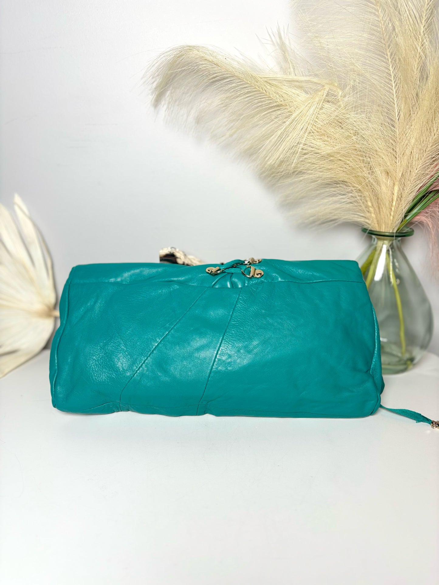 Turquoise Junior Drake Solid Leather Purse