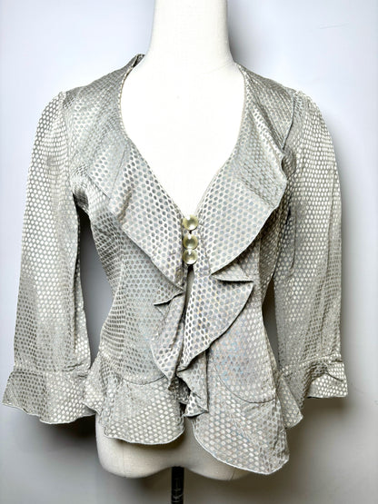 Women Size 36 Giorgio Armani Gray Dot Linen Blend Jacket