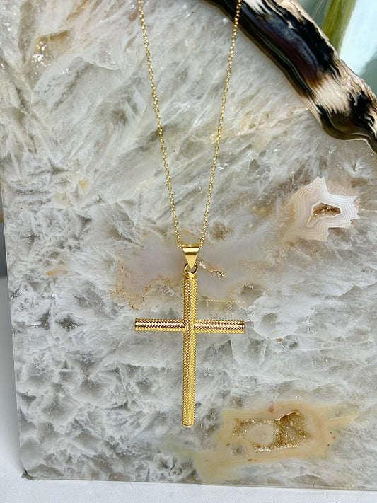 14K Gold Vermeil, Sterling Silver Cross Necklace 18"