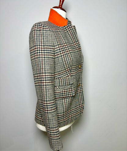 Women Size 2 J. Crew Multi-Color Houndstooth Wool Schoolboy Blazer