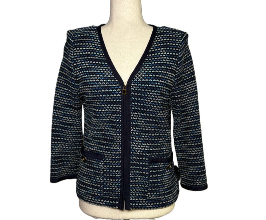 Women Size 8 St. John Multi-Color Geometric Wool Jacket