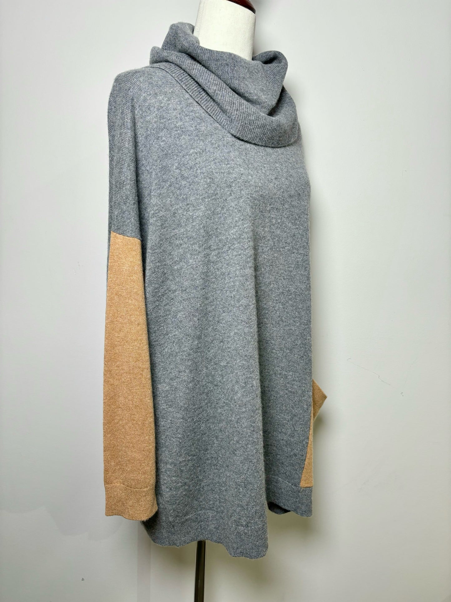 Women Size L Garnet Hill Gray Solid Cashmere Dress