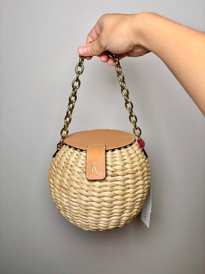 Tan Straw Frances Valentine Small Purse