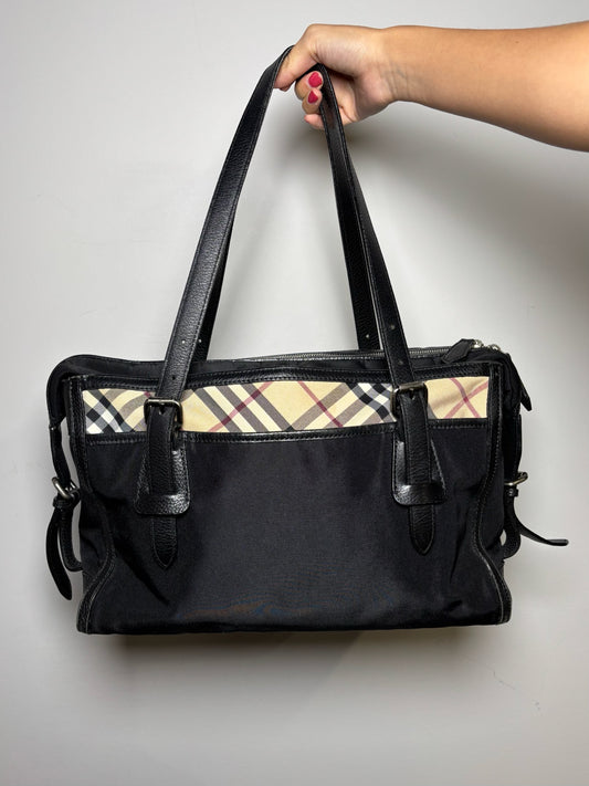 Burberry Nova Check Nylon Blend Black Purse