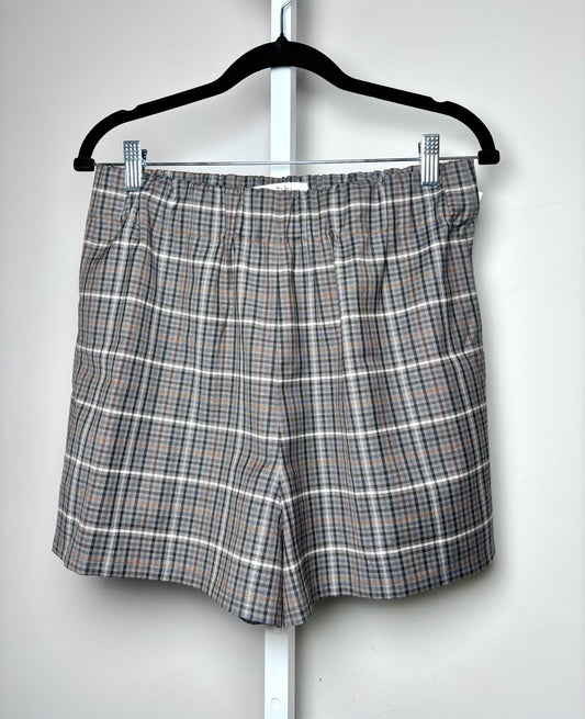 Women Size M Tibi Charcoal Plaid Pull-on Shorts