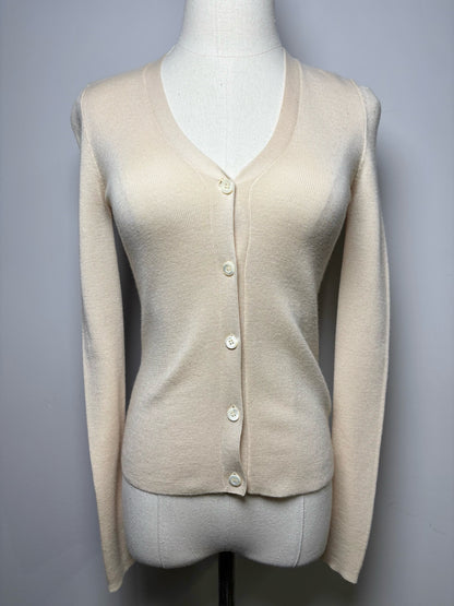 Women Size XS Prada Bone Solid Cashmere Cardigan V-neck Sweater