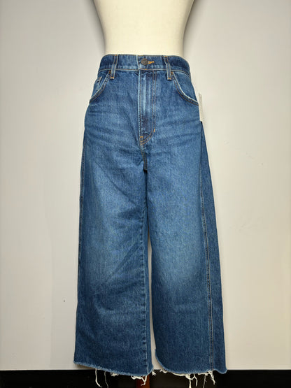 Women Size 30 Veronica Beard Blue Solid Denim Wide Leg Jeans