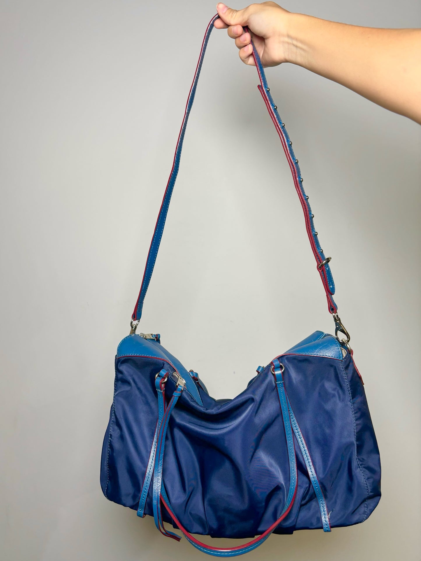 Blue MZ Wallace Solid Nylon Shoulder Purse