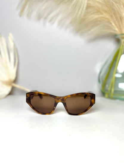 Plastic Balenciaga Brown Cat Eye Logo Sunglasses