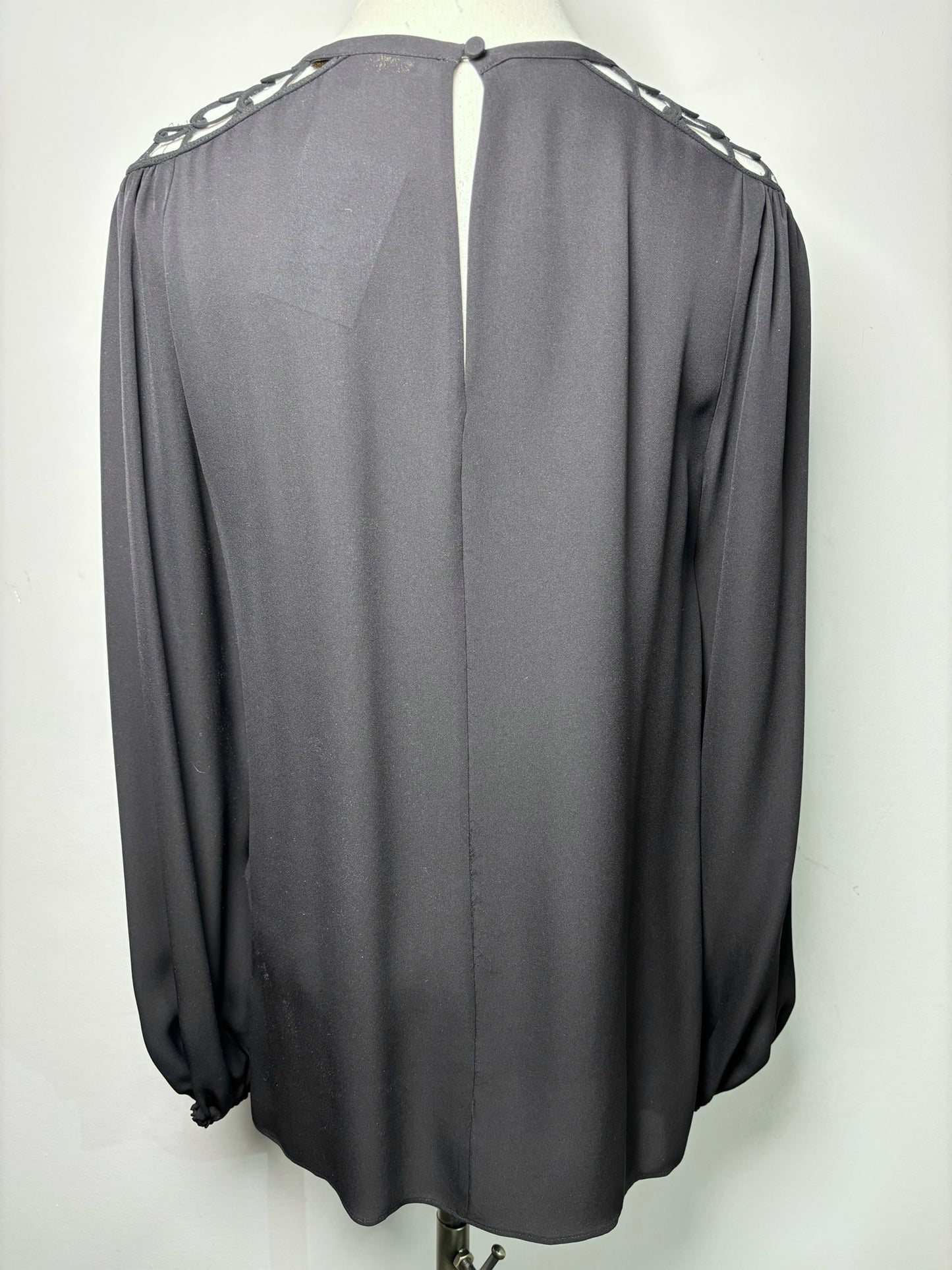 Women Size M Kobi Halperin Black Solid Silk Blouse