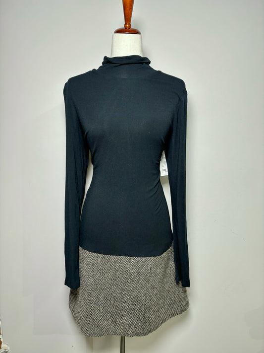 Women Size L Theory Black Tweed Wool Dress