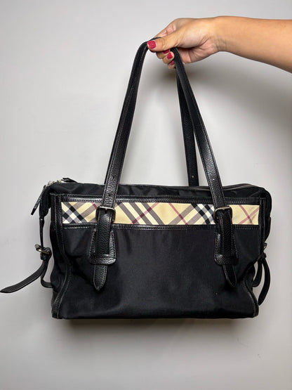 Burberry Nova Check Nylon Blend Black Purse