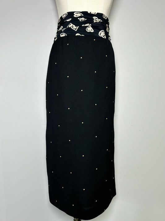 Women Size L Escada Black Dot Skirt