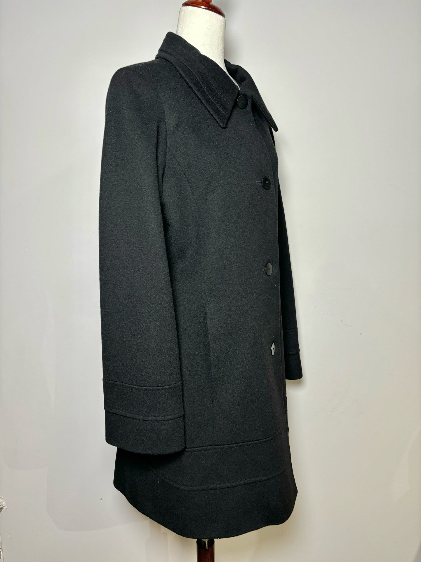 Women Size 12 Fleurette Black Solid Cashmere Blend Loro Piana Coat