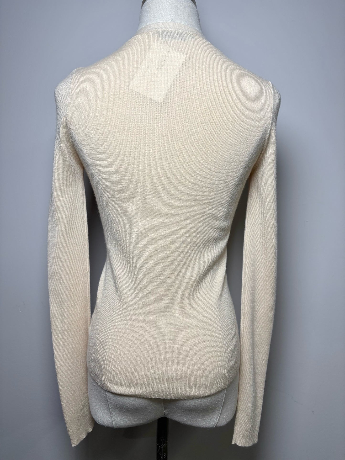 Women Size XS Prada Bone Solid Cashmere Cardigan V-neck Sweater