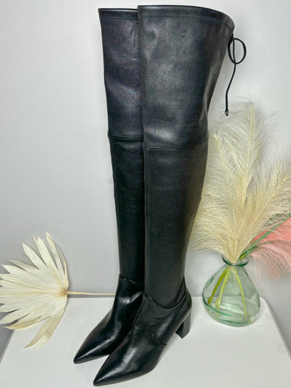 W Shoe Size 8 Stuart Weitzman Black Leather Cowhide Over Knee Boots