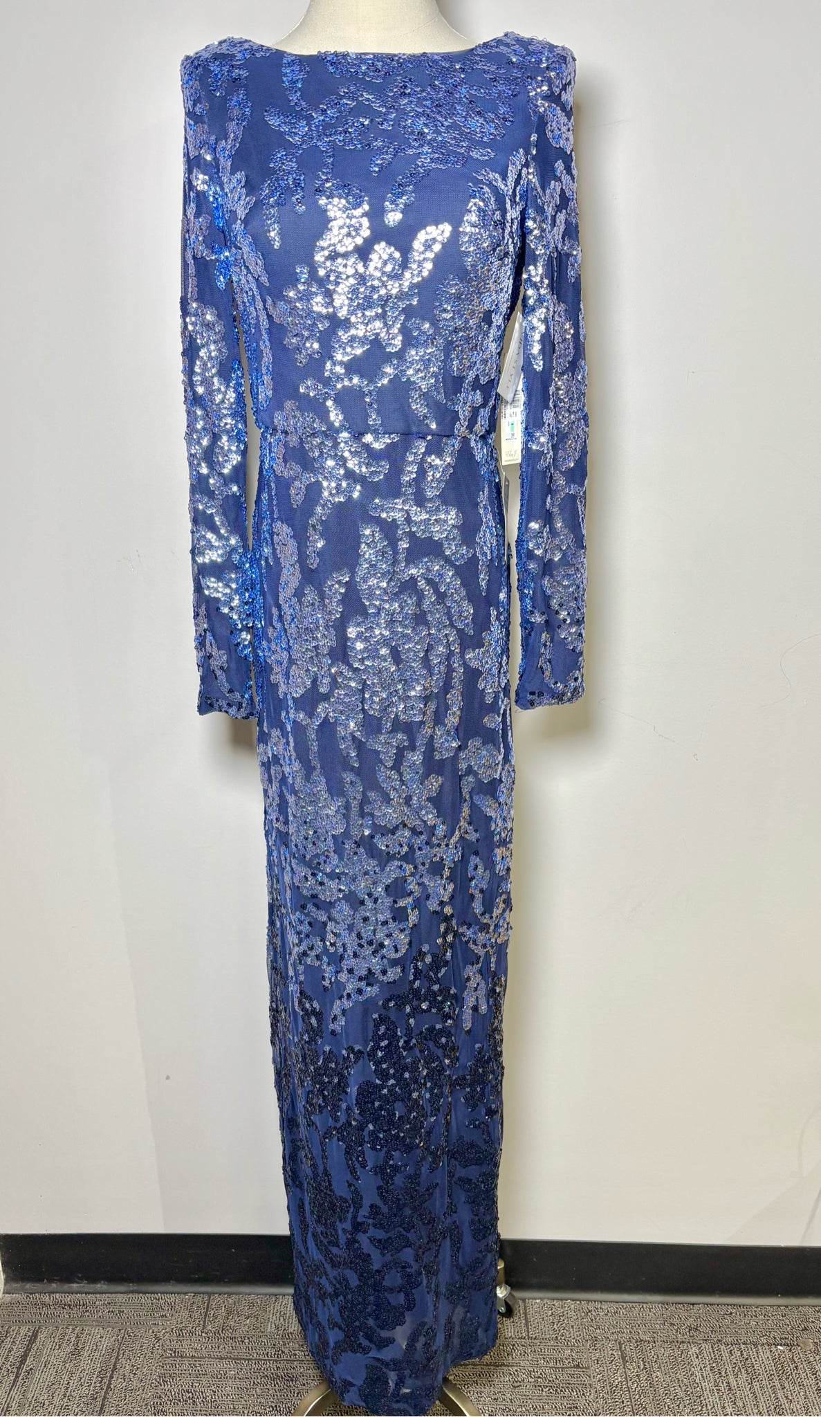 Women Size 8 Eliza J Blue Sequins Special Occasion Gown