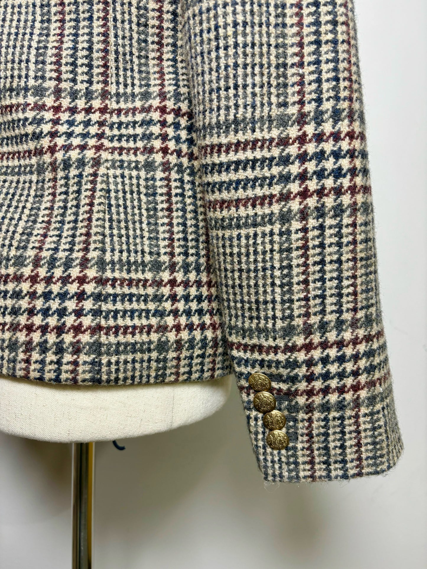 Women Size 2 J. Crew Multi-Color Houndstooth Wool Schoolboy Blazer