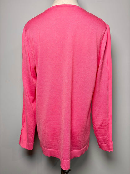 Women Size L Luisa Cerano Pink Solid Merino Wool Sweater