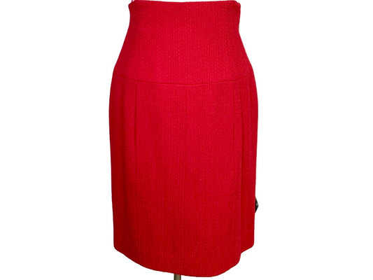 Women Size 38 Chanel Fuchsia Solid Wool Skirt