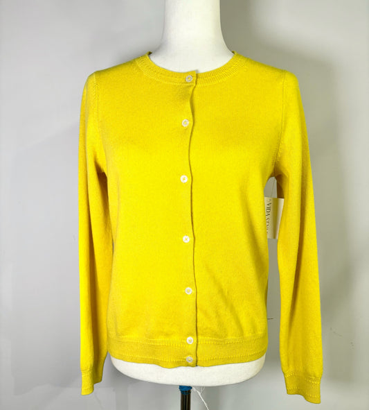 Women Size S Boden Yellow Solid Cashmere Cardigan Sweater