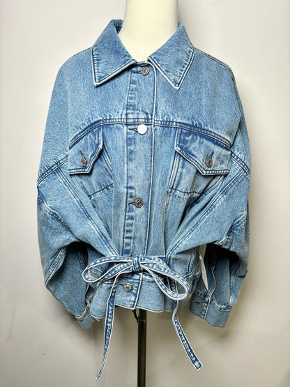 Women Size M 3.1 Phillip Lim Blue Denim Belted Jacket