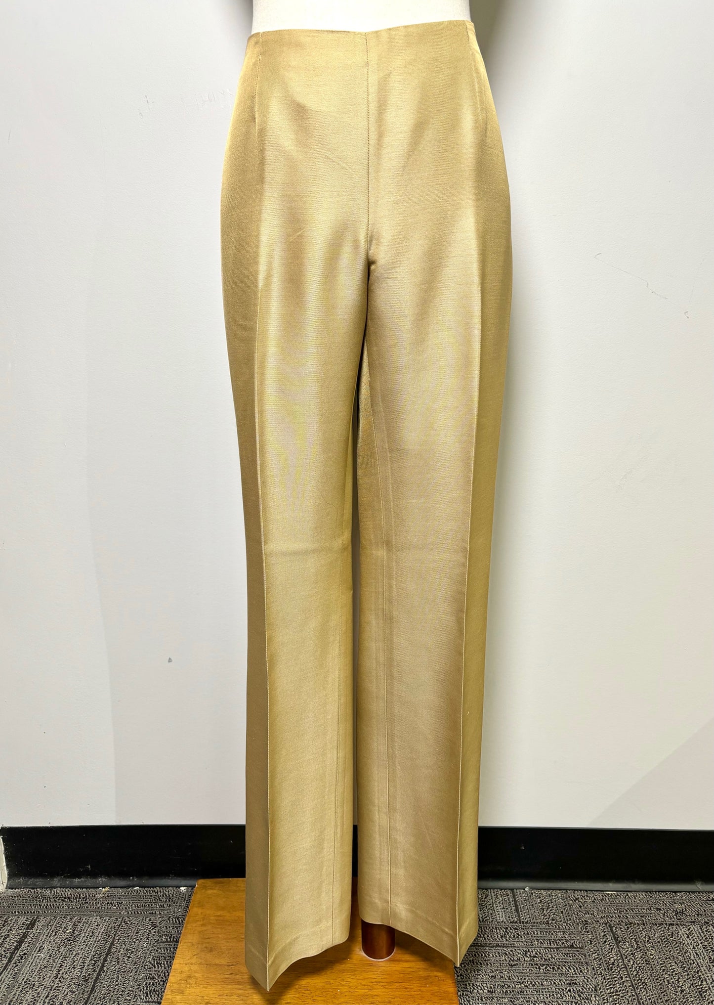 Women Size 6 Dana Buchman Gold Solid Silk, Wool Blend Pants