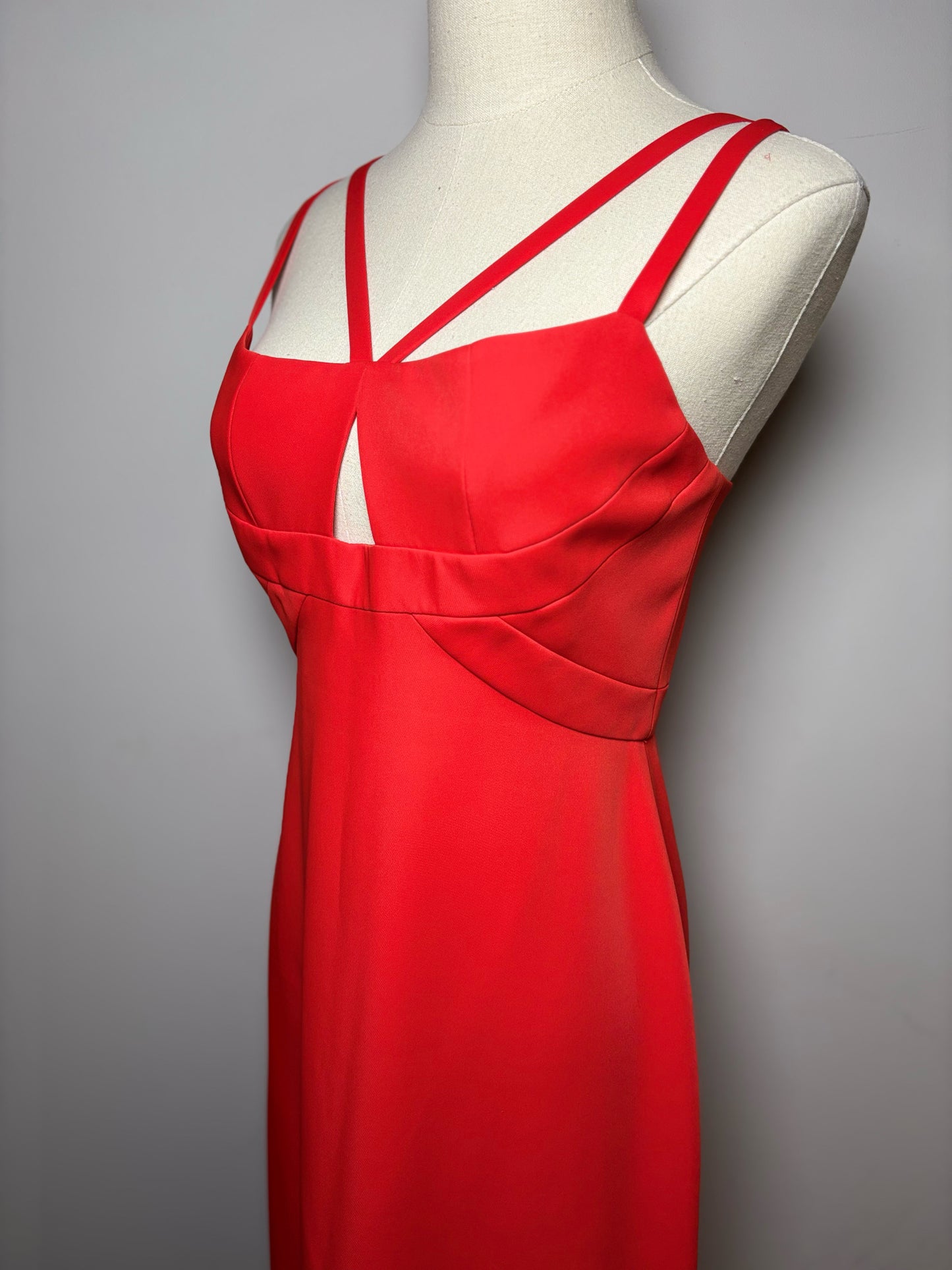 Women Size S BCBG Max Azria Red Solid Flared Gown