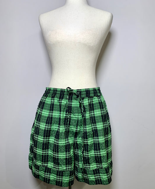 Women Size 48 Ganni Green Plaid Shorts