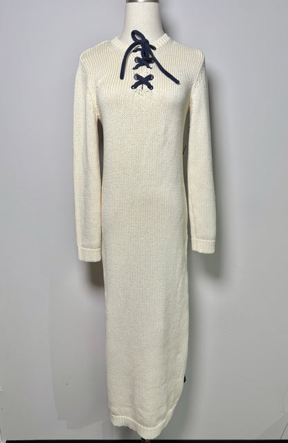 Women Size M Zimmerman Cream Solid Cotton Knitted Midi Dress