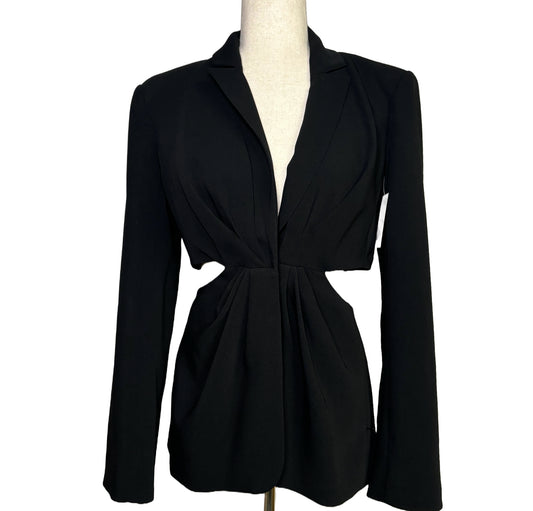 Women Size 4 Cinc a Sept Black Solid Cutouts Blazer