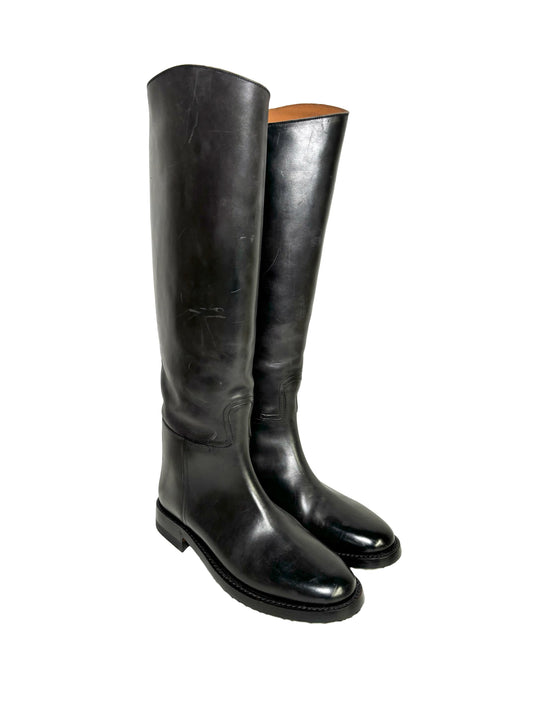 W Shoe Size 38.5 Silvano Sassetti Black Cowhide Boots