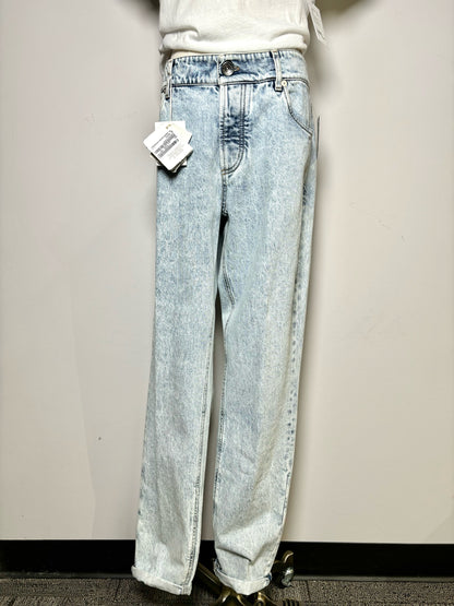 Women Size L Brunello Cucinelli Blue Acid Wash Pants