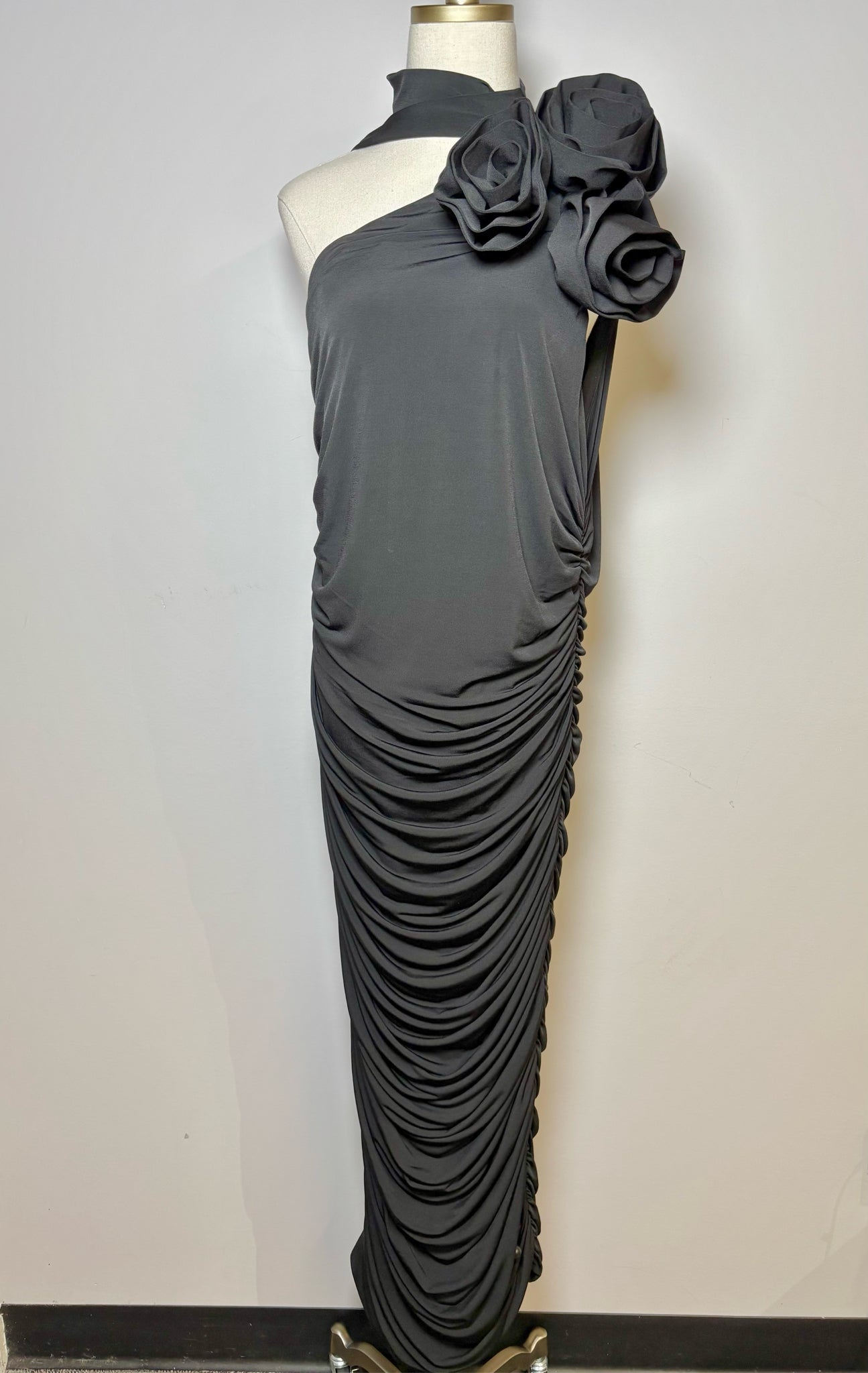 Women Size L Karen Millen Black Floor One Shoulder Gown