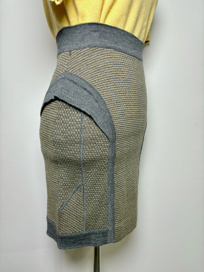 Women Size M Yigal Azrouel Charcoal Tweed Wool Bodycon Skirt