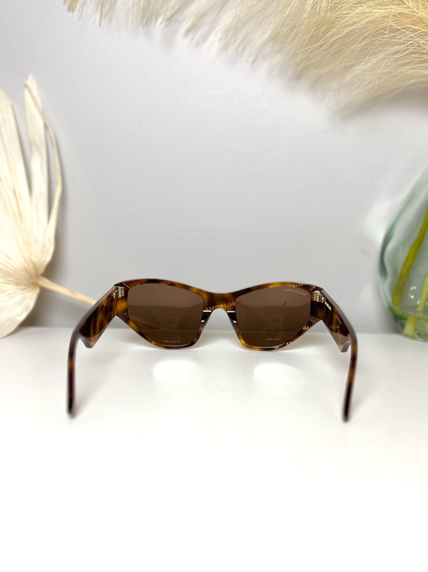 Plastic Balenciaga Brown Cat Eye Logo Sunglasses