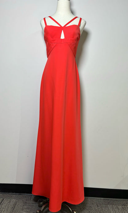 Women Size S BCBG Max Azria Red Solid Flared Gown