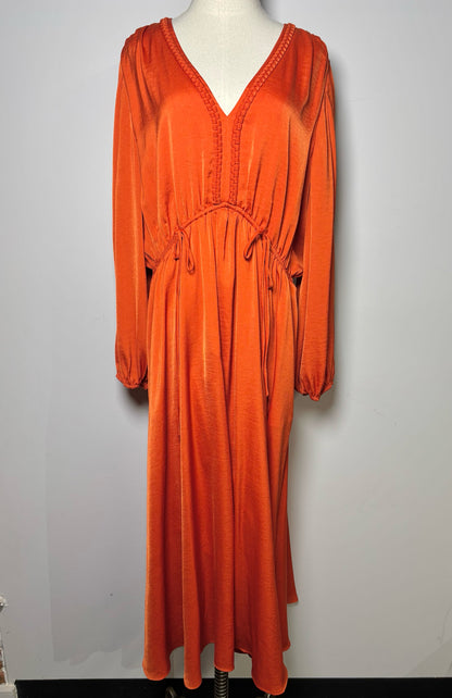 Women Size XXL Kobi Halperin Orange Long Sleeves Maxi Dress