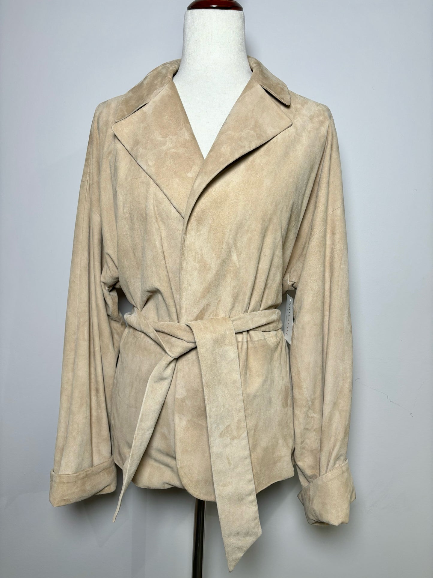 Women Size 12 Ralph Lauren Black Label Beige Solid Suede Blazer