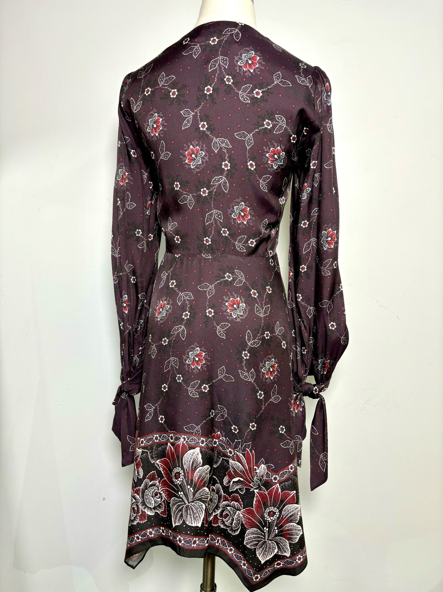 Women Size 4 Rebecca Taylor Brown Print Silk Blend Dress