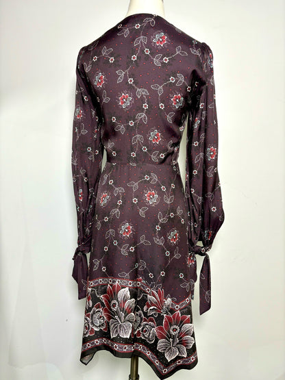 Women Size 4 Rebecca Taylor Brown Print Silk Blend Dress